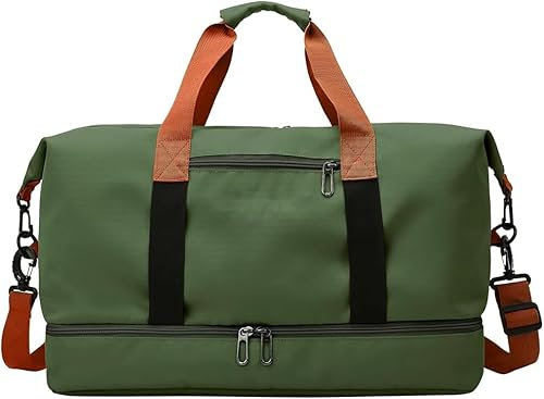 Quirkademy Sporttasche, Reise Taschen für Herren Damen, Gym Bag Handgepäck Handtaschen mit Schuhfach, Trainingstasche aus Oxford, Umhängetaschen für Fitness, Schwimmen, Reisen (Grün)