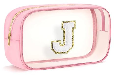 Geschenke für Mädchen Teenager - Personalisierte Transparente Kulturtasche Geburtstagsgeschenke für Teenager Kinder Damen Familie Reisetasche wasserdichte Kosmetiktasche mit Reissverschluss Rosa J