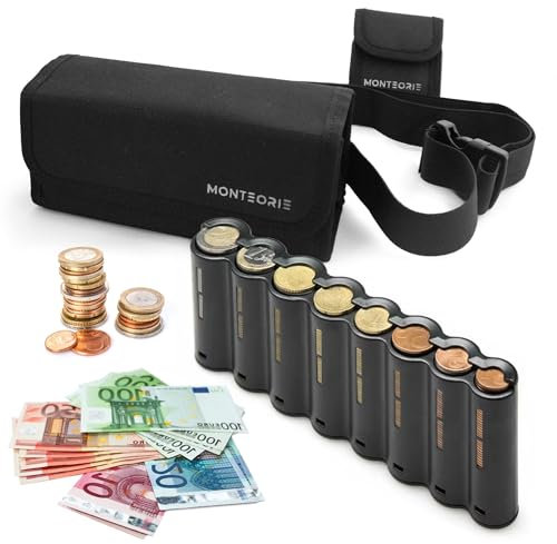 MONTEORIE Sacoche de Service Professionnels de la Vente avec Monnayeur Euro et Compartiment TPE Carte Bancaire - Sacoche Ceinture Sécurisée avec Verrou et Fermetures AimantéES
