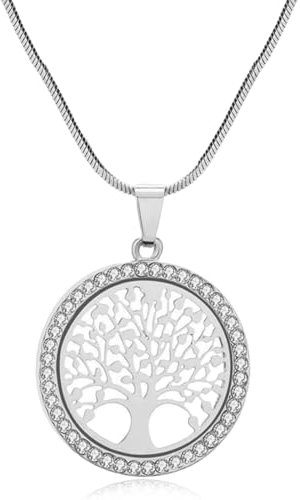 JEYORZY Collana Albero della Vita con Cristalli,Idee Regalo Donna Originale per Lei Moglie Festa della Mamma Anniversario Regalo Natale Valentin's Day