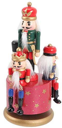 Ciieeo 3 Pièces Casse Noisette Casse-Noix décor Musique Decoration bibliotheque Decoration Noel Casse Noix de Noël Casse-Noisette Parure Casse-Noisette Musicale en Bois Rouge