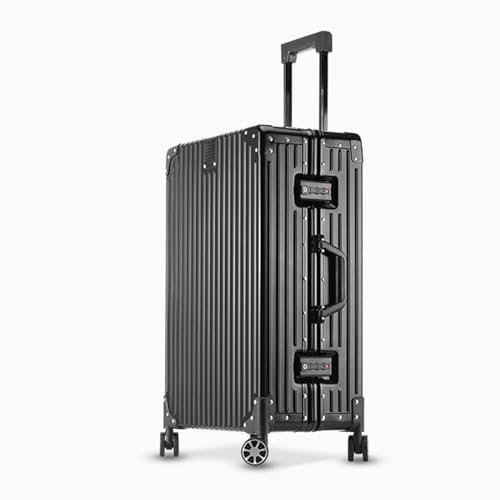 Simcat All Aluminum Carry On Suitcase, 100% Aluminium Metallkoffer, Aluminiumlegierung Koffer Trolleys Handgepäckkoffer mit Spinnerrädern, TSA-Schloss (Schwarz, 20-Zoll-Koffer, Klassisch‌)