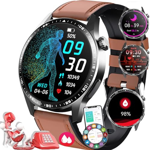 ytdzinoi Montre Intelligente Homme Femme 𝐆𝐥𝐲𝐜é𝐦𝐢𝐞 Smartwatch avec Appels Bluetooth Traqueur De Fitness avec Plus De 100 Sports Fréquence Cardiaque Pression Artérielle Spo2 pour Android iOS