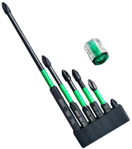 BAKESHU 6Pcs PH2 Magnetic Impact Driver Bits with a Magnetiser, S2 Screwdriver Bits 150mm 90mm 70mm 65mm 50mm 25mm