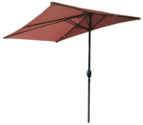 GUOGLZ Ombrellone Da Parete Balcone Salvaspazio, Mezzo Ombrello A Manovella, Ombrellone Da Giardino, Ombrellone Da Mercato, Senza Base(Coffee)