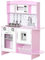 HOMCOM Cocina de Juguete de Madera para Niños de +3 Años Cocina Infantil con Luz Sonidos Dispensador de Agua Horno Fregadero Grifo con Agua y Placa de Cocina 70x29x90 cm Rosa