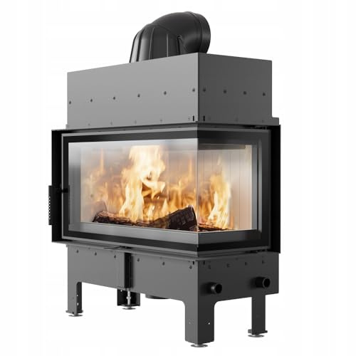 KRATKI Kamineinsatz aus Stahl Floki 12kW Eck rechts Ø200 BImSchV 2 EEK A+ | Kamineinsatz aus Stahl, schwarz, 85,4% Wirkungsgrad, raumluftunabhängig, Ecodesign, Glasfront, Aschekasten