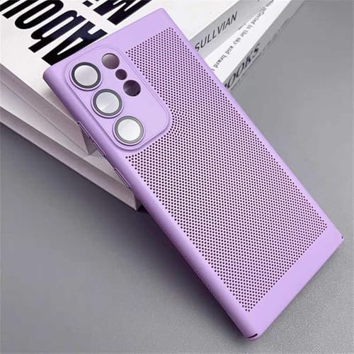 Custodia traspirante a dissipazione del calore in rete per Samsung S25 S24 S23 S22 S21 S20 FE Note 20 Ultra 10 Plus Cover rigida antiurto e rinfrescante, lilla viola, per Samsung Galaxy S24