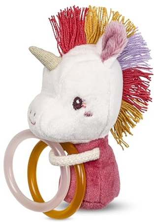 Lilliputiens – Baby-Rassel mit Ringen ab Geburt – Lena, das Einhorn – Sensorisches Spielzeug Rosa – Fördert Sehvermögen, Gehör und Motorik – 12 cm – 83610