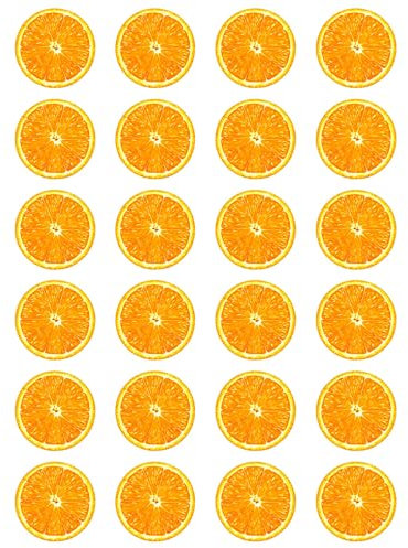 24 x Orange Slice Edible Cupcake Toppers – Wafer Card or Icing – Fruit Celebration Party Themed Birthday Decorations Perfect For Brownies Cookies Muffins & More! (Edible Wafer Card)