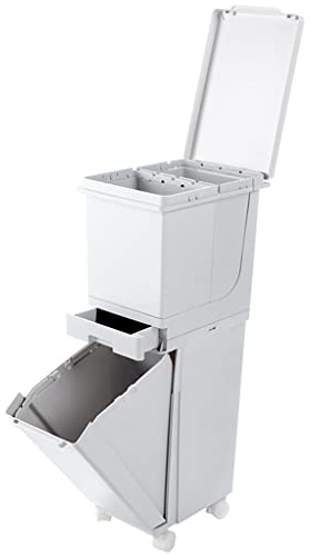 JYBNBBE 42L 2 Layer Wet Dry Sorted Kitchen Trash Can Moveble Recycle Waste Bin Trash Bin Dustbin Garbage Rubbish Bin Storage Bucket