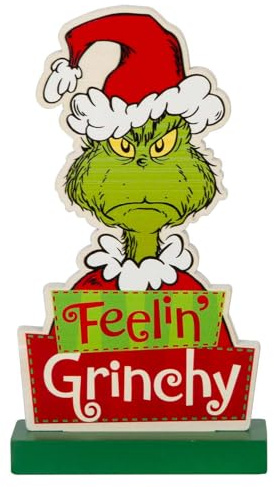 VFM e-Store - Grinch Christmas Decoration Festive Gift Ornament Dr Seuss Xmas Theme Fun Design - 16cm X 9cm Green X 1