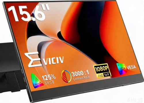 EVICIV Monitor Portatile 15,6 Pollici 125% sRGB 2000:1 Schermo Dispaly IPS 1080P FHD Dual USB C, Eye Care, Schermo Opaco, per PC/Laptop/Fonini/Console di Gioco, Montaggio VESA