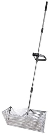 Sandfloh-Schaufel Sandflöhe Rechen Sieben Multifunktionale Einfache Reinigung Premium Teleskop Griff Strand Sieb Tiefe Schaufel(Silver)