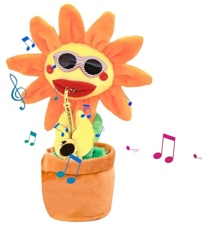 Juguete De Girasol - Saxofón De Grabación Repetidor De Felpa Brillante Que Habla, Peluche Musical Suave | Favores De Fiesta, Almohada De Regalo, 200 Canciones, Divertido Juguete Educativo Par