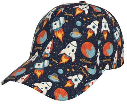 SMAZDFXX Baseballkappe für Damen und Herren – Bequeme Baseballkappe mit Weltraum-Motiv, verstellbar, sportliche Dad-Cap, Schwarz