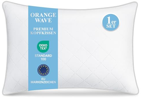 Orange Wave Kopfkissen 40x80 Kissen - Kissen 40x80cm Hochwertig Mikrofaser Schlafkissen, Weiches Atmungsaktiv Pillow, Hotelqualität Bettkissen für Rücken-, Seiten- Bauchschläfer, Oeko-Tex Zertifiziert