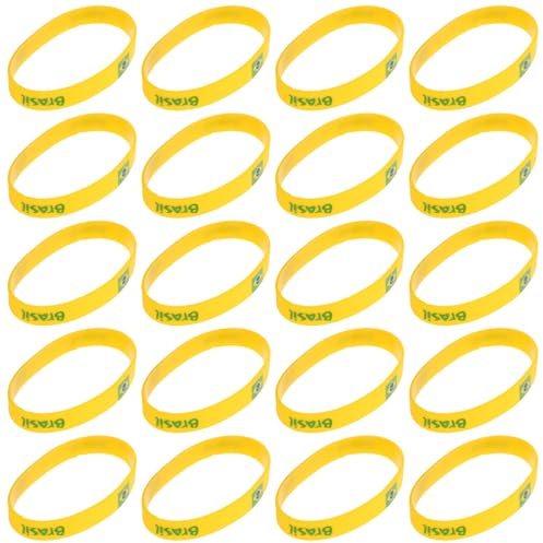 JOINPAYA 20pcs Brazil Football Silicone Wristbands with Country Flag Print, Soccer Bracelets for Men Women, Sports Fan Accessories for Match and Event Support