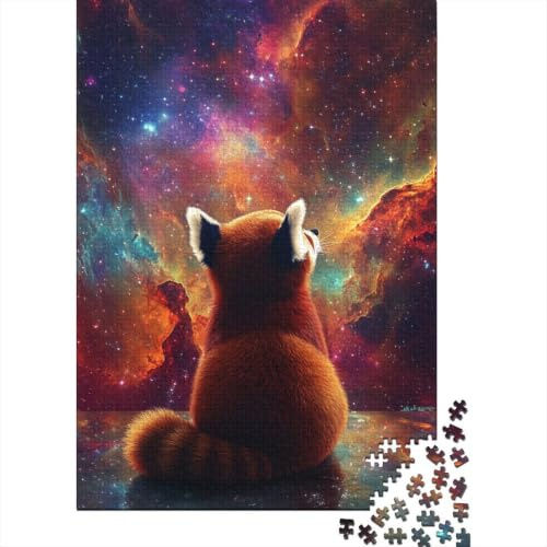 Cosmic Red Panda Jigsaw Puzzle 1000 Pieces for Adults, Panda Themed Puzzle Gift, Relaxing Challenge, 70x50cm/1000pcs