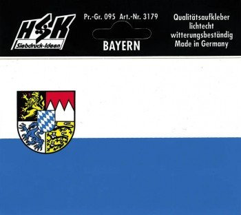 Auto-Aufkleber Stick Applikation Emblem Aufkleber BAYERN NEU Gr. ca. 12 x 8cm (301410) Wappen Landeszeichen Flagge