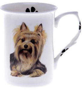 (BB62) SINGLE BONE CHINA BEAKER/ MUG/CUP YORKSHIRE TERRIER, Hand decorated Kirsty Jayne China