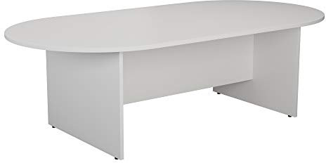 Office Hippo - Large Boardroom Table 180x100x73cm Modern White Radial D-End Table For Commercial Office Meeting Room. Sturdy Build, FSC Certified With Heat And Stain Resistant Table Top