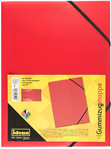Idena 213372 - Sammelmappe mit Gummizug für DIN A4, aus Polypropylen, transluzent rot, 1 Stück