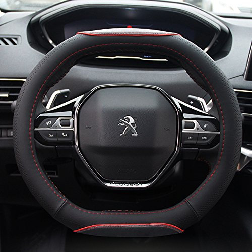 FMS PU Leder Lenkradhülle für Peugeot 4008 Lenkradabdeckung Auto Lenkradbezug, Langlebig, Atmungsaktiv, Anti-Rutsch, Geruchlos