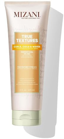 Mizani Coil-Gel für perfekt definierte, unkomplizierte Locken, aktiviert und hält das Haar während es hydratisiert, angereichert mit Oliven-, Kokos- und Marula-Ölen, True Textures Perfect Coil Oil