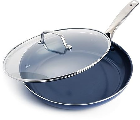 Blue Diamond Cookware Ceramic Nonstick Frying Pan with Lid, 12