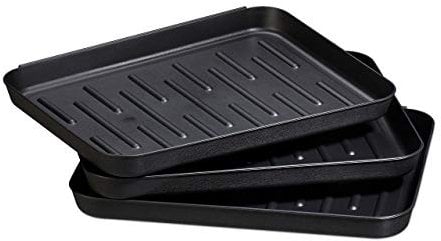 Relaxdays, 3 x 35 x 27 cm Pack de 3 Bandejas Zapatos Antigoteo de Plástico, Polipropileno, Negro