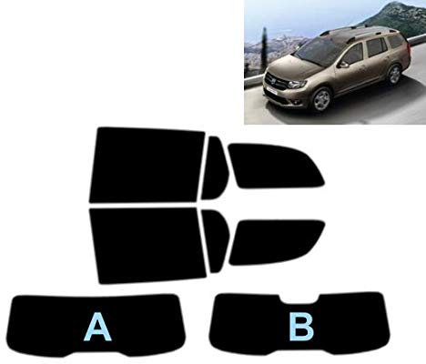Passgenaue Tönungsfolie für-Dacia Logan 5-Türen Kombi 2013-2020 Heck/Seitenscheiben (05% Tiefschwarz, A)