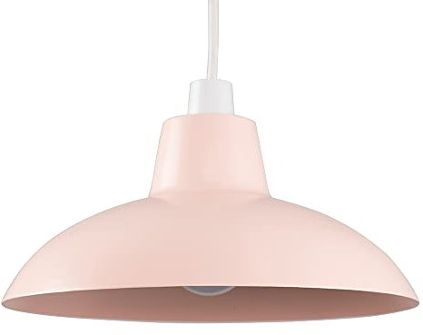MiniSun | Retro Style Pink Metal Ceiling Light Shade | Pendant Lights, Home Décor & Improvement Essential | Includes 10W LED Bulb [3000K Warm White] | 288mm Shade Width