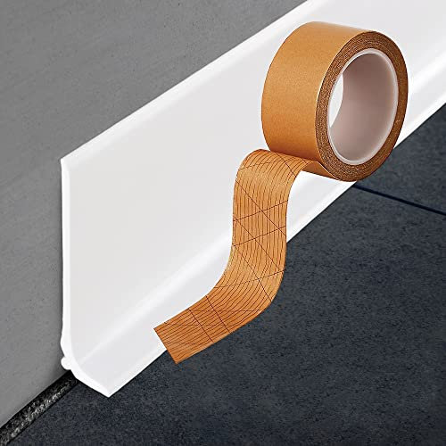 Plinthe souple autoadhésive en PVC haute qualité de MadeInNature® Blanc, Gris Clair, Gris Foncé, Noir, hauteur 60 mm ou 120 mm/Longueur au choix (hauteur 60 mm x 10, Blanc)