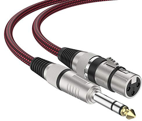 XLR Female to 1/4 TRS Cable 6ft 2Pack, BIFALE Nylon Braided Microphone Cable Balanced 6.35mm (1/4 Inch) TRS to XLR Cable Heavy Duty Mic Cable