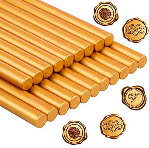 Sealing Wax, Paxcoo 20pcs Wax Seal Sticks, Glue Gun Sealing Wax for Wax Seal Stamp, Letter Wax Seal and Crafts (Gold)