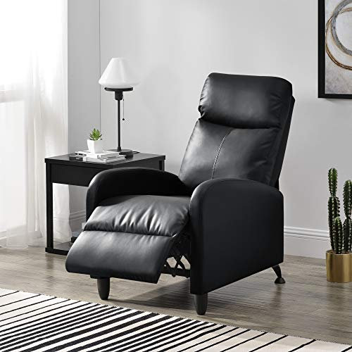 [en.casa] Fauteuil Relaxant avec Dossier Inclinable et Repose-Pieds Housse PU Similicuir Noir 102x60x92 cm