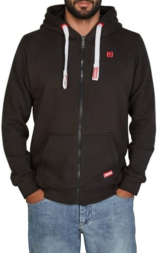 riverso - Felpa da Uomo con Cappuccio RIVNoah, con Cerniera, in Tinta Unita, 60% Cotone, Grigio, Marrone, Verde, Rosso, Blu, Nero, S - 5XL - Black Formula Red (24002). L