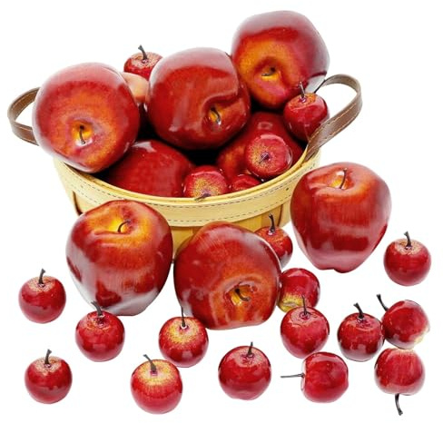 BigOtters Künstliche Äpfel, 30 Stück, künstliche Früchte, rote Äpfel, dunkelroter Apfel, lebensechte Simulation für Zuhause, Haus, Küche, Tischkorb, Fotografie, Party-Dekoration