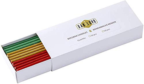 Danilovo Bienenwachs Kerzen 50 Stück (Mehrfarbige) - Orthodoxe Kerzen für Gebet Rituals Tischdeko - Ungiftig, Ruß - Tropffrei, Lang, Nachhaltige Produkte (Höhe 18,5 cm)