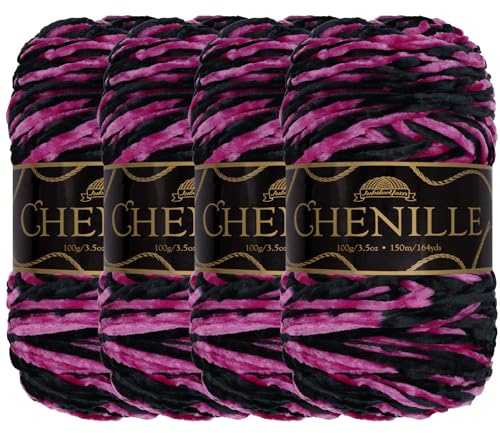 JubileeYarn Chenille Yarn - Worsted Polyester - 100g/Skein - Avalon - 4 Skeins