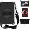 BAUBEY Case for All-New Amazon Fire HD 10 Tablet (9th/7th/5th Generation,2019/2017/2015), Hand Strap,Shoulder Strap Kickstand Rugged Shockproof Silicone Stand Cover (Black+Black)
