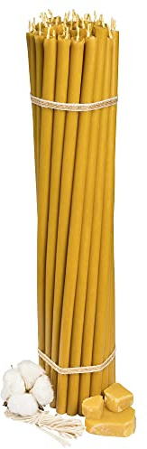 Diveevo Kirchenkerzen aus reinem Bienenwachs Nr.10 – Honig – 25 Stk. I 35,5 cm x Ø 11 mm I ca. 210 Min Brenndauer I dünne Ritualkerzen tropf- & rußfrei I Gebet Kirche Hausaltar
