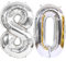 Helium Luftballon 80 Silber Geburtstagsdeko 40 Party Deko Supplies, Folienballon für Frau Mann, Ballon für Frauen (80)