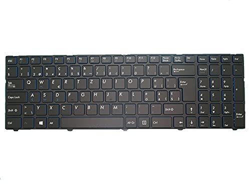 Laptop-Tastatur für MEDION ERAZER P7647 MD60611 MD61071 MD60595 MD60804 MD60803 MD60680 MD60611 MD60612 MD60534 MD60434 MD60433 MD60432 MD60374 MD60325 MD60324 Schwarz mit Rahmen Swiss German SW