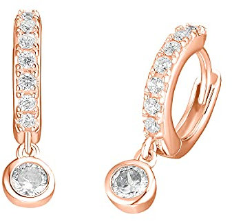 s.Oliver Creolen 925 Sterling Silber Damen Creolen, mit Zirkonia synth., 1,7 cm, Roséfarben, Kommt in Schmuck Geschenk Box, 2032978