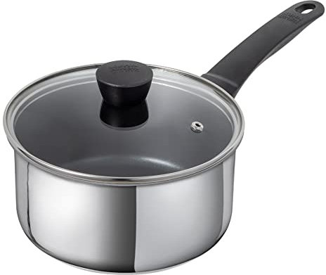 KUHN RIKON Classic Stielkasserolle mit Deckel beschichtet, 2,3 Liter/18 cm, Induktion, Silber