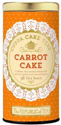 The Republic of Tea Carrot Cake Cuppa Cake Tea – loser Rooibos Kräutertee | 36 Teebeutel, Kräutertee mit Karotte Zimt & Ingwer - Aromatischer Dessert Tee inspiriert von Karottenkuchen