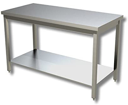 Ristoattrezzature Tavolo in Acciaio Inox Professionale 100x70x85h - Piano di Lavoro per Cucine, Ristoranti, Pizzerie