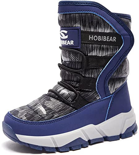 GUBARUN Schneestiefel Jungen Mädchen Winterstiefel Kinder Winter Outdoor Wasserdicht Warme Stiefel(N-Saphir, EU 33